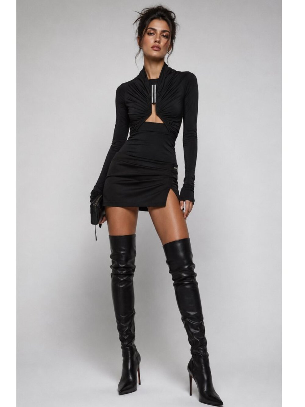 RICK OWENS CUTOUT PLUNGE NECK TOP SIZE 42 IT, S/M US NEW
